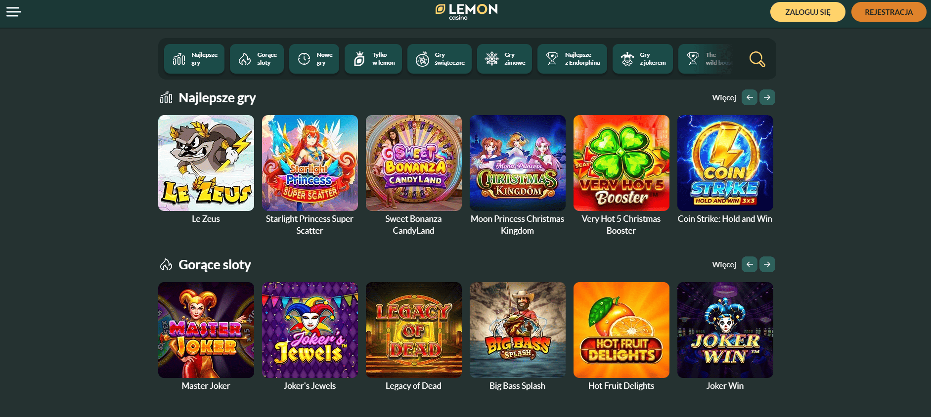 Lobby gier Lemon Casino